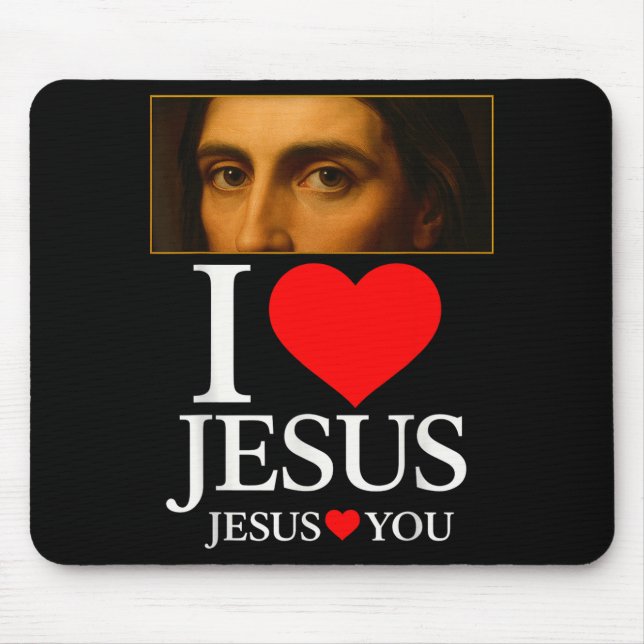 Hugvyn Ich liebe Jesus Ich Herz Jesus Glaube Ameri Mousepad (Vorne)