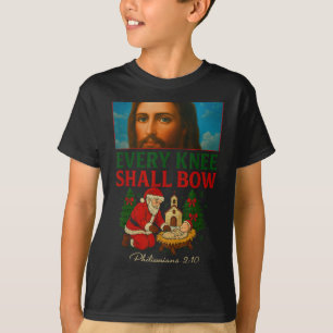 Hugvyn jedes Knie soll sich beugen Santa Jesus Geb T-Shirt
