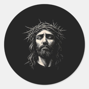 Hugvyn Jesus Christliches Gesicht Dornenkrone Reli Runder Aufkleber