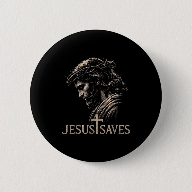 Hugvyn Jesus rettet minimalistischer christlicher  Button (Vorderseite)