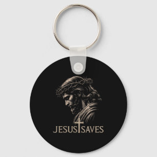 Hugvyn Jesus rettet minimalistischer christlicher Schlüsselanhänger