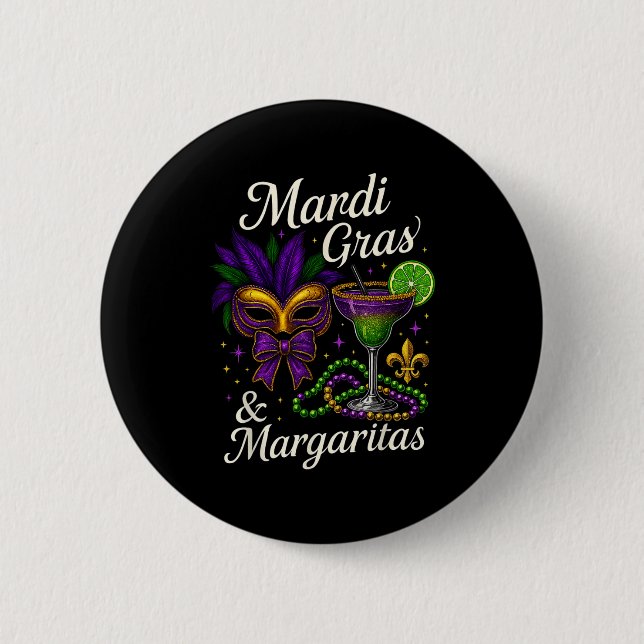 Hugvyn Mardi Gras And Margaritas Louisiana New Orl Button (Vorderseite)