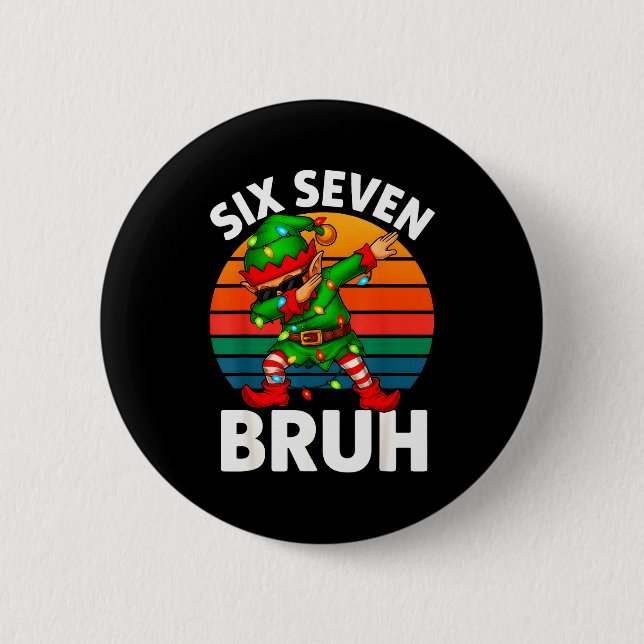 Hugvyn Sechs Sieben 6 7 Meme Dabbing Elf Frohe Wei Button (Vorderseite)