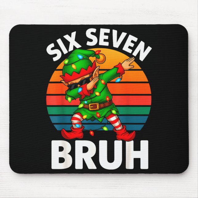 Hugvyn Six Seven 6 7 Meme Dabbing Elf Frohe Weihna Mousepad (Vorne)