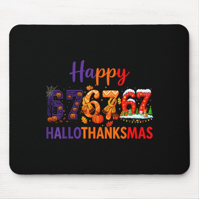 Hugvyn Six Seven Meme 67 Hallothanksmas Halloween  Mousepad (Vorne)