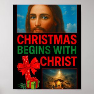 Hugvyn Weihnachten beginnt mit Christus Jesus Kreu Poster