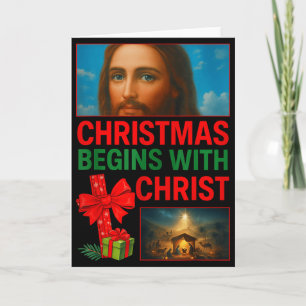 Hugvyn Weihnachten beginnt mit dem Kreuz Christi J Karte