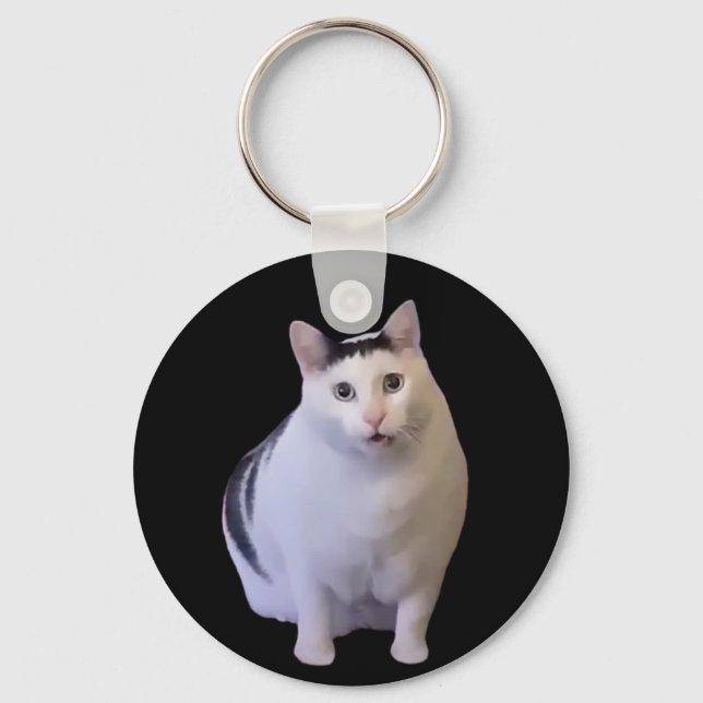 Huh Cat Meme Doppelseitiger Schlüsselanhänger (Vorderseite)