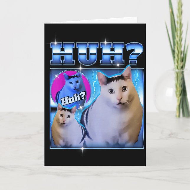 Huh Katze Lustige Katze Meme Seltsame Katze Bootle Karte (Vorderseite)