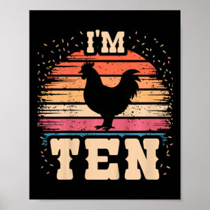 Huhn 10 Jahre altes Geburtstagsjunge Mädchen 10. H Poster