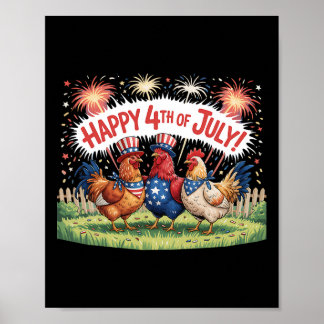 Huhn 4. Juli Farm Unabhängigkeitstag USA Feuer Poster