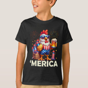 Huhn 4. Juli Feuerwerk-Shirt Huhn Trinken T-Shirt
