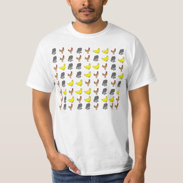 Huhn-Affe-Enten-Texte T-Shirt (Vorderseite)