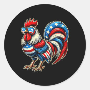 Huhn Amerikanische Flagge USA Bauer Lustig 4. Juli Runder Aufkleber