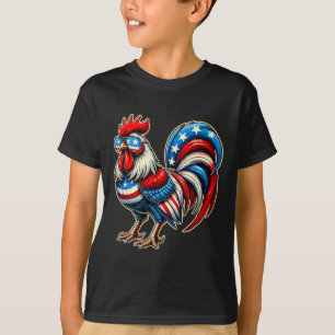 Huhn Amerikanische Flagge USA Bauer Lustig 4. Juli T-Shirt