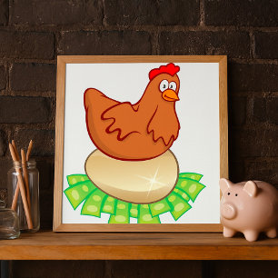 Huhn auf einem goldenen Ei Poster
