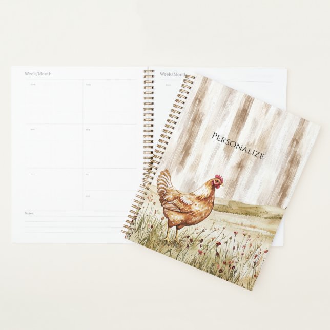 Huhn auf Grasfeld mit Blumen Planer (Anzeige)