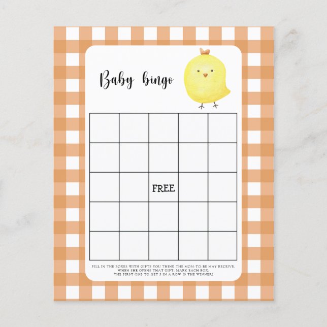 Huhn - Baby Dusche Bingo (Vorderseite)