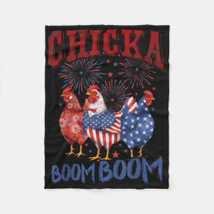 Huhn Boom Boom Lustig Patriotisch Chicka 4. Juli Fleecedecke