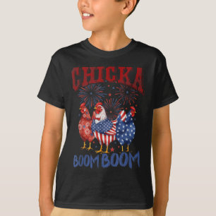 Huhn Boom Boom Lustig Patriotisch Chicka 4. Juli T-Shirt