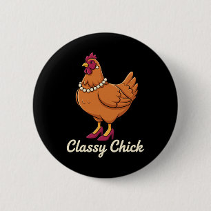 Huhn Cly Chick, ich bin das Huhn in Perlen  Button