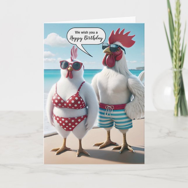 Huhn Couple Happy Birthday Karte (Vorderseite)