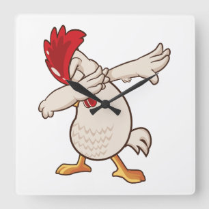 Huhn Dabbing Farmer Dab Tanz Quadratische Wanduhr