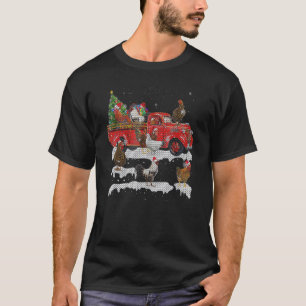 Huhn fährt roten Lastwagen Xmas Frohe Weihnachten T-Shirt