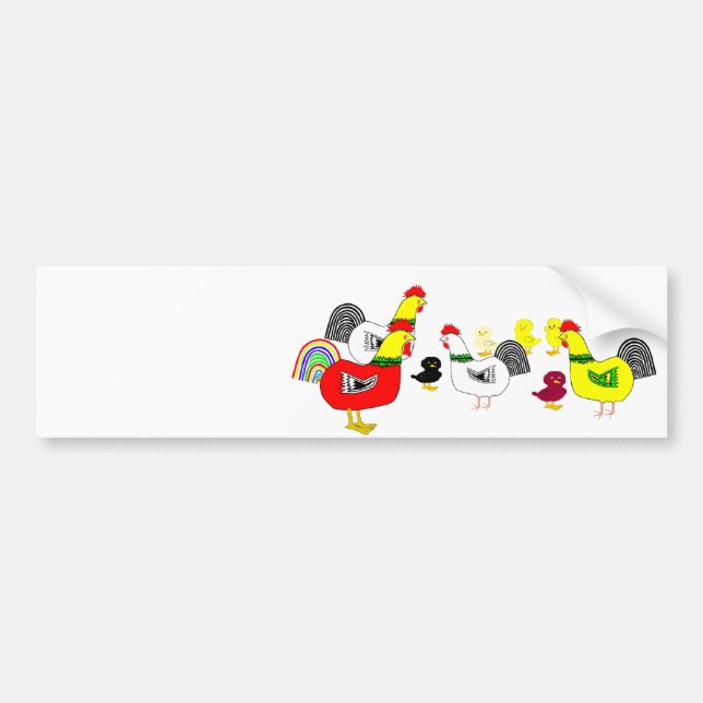 Huhn-Familie Autoaufkleber (Vorne)