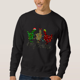 Huhn Frohe Weihnachten Red Green Kariert Leopard P Sweatshirt