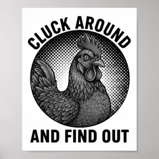 Huhn, gackern um Hahn Haltung Poster