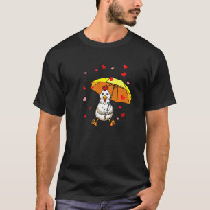 Huhn Hahn Henne mit Regenschirm und Herzen T-Shirt