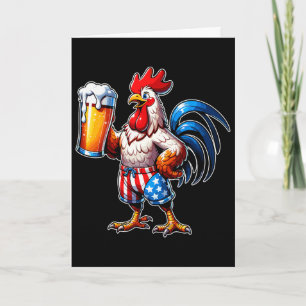 Huhn hält Bier USA-Flagge 4. Juli Patrioti Karte