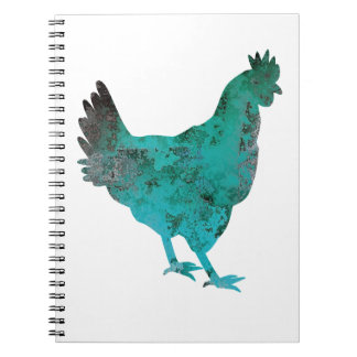 Huhn-Henne-aquamarines Blau auf weißem Hintergrund Notizblock