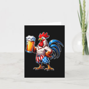 Huhn Holding Beer US Flag 4. Juli Patrioti Karte
