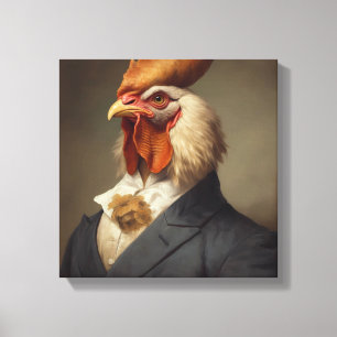 Huhn im Anzug Tierkunst Tier im Anzug Leinwanddruck