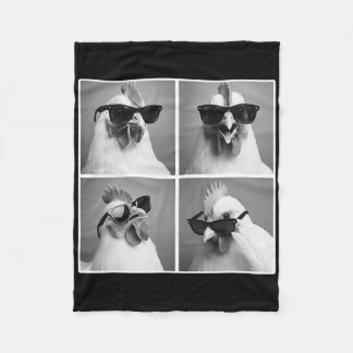 Huhn im Fotobooth Hahn mit Sonnenbrille Fleecedecke
