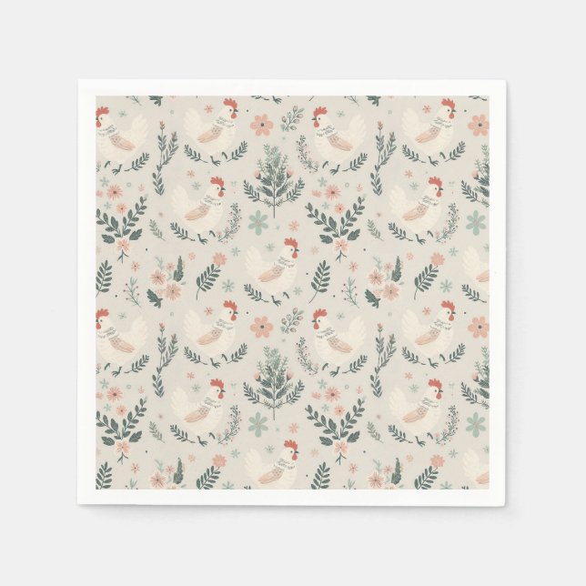 Huhn im Garten Serviette (Vorderseite)