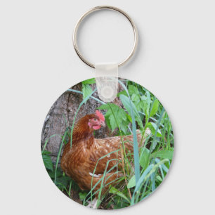 Huhn im Gras Schlüsselanhänger