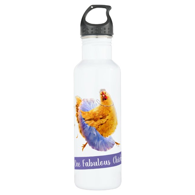 Huhn in Tutu Edelstahlflasche (Vorderseite)