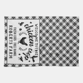 Huhn-Korb-Henne-schwarzer Büffel-Karo-kariertes Geschirrtuch