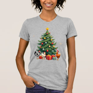 Huhn Kuh Ziege Pferd Bauernhof Tier Bauer Weihnach T-Shirt