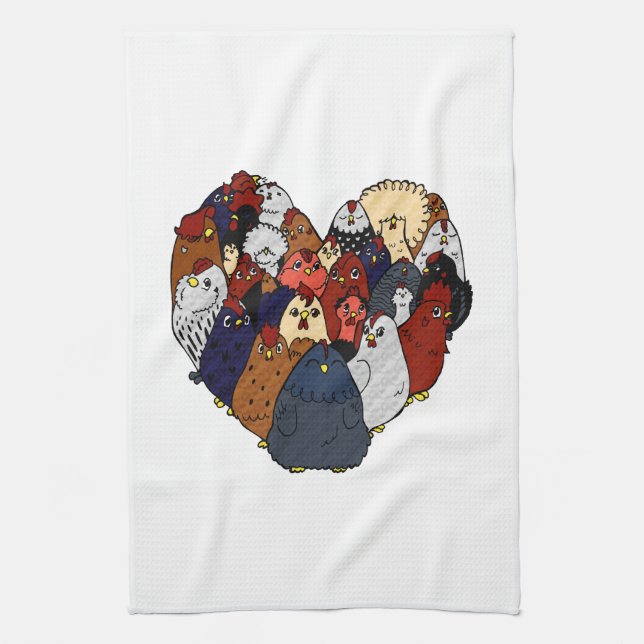Huhn-Liebe Geschirrtuch (Vertikal)