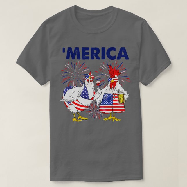 Huhn€ merica amerikanische Flagge   (2)  T-Shirt (Design vorne)