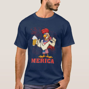 Huhn Merica Feuerwerk 4. Juli Sommer Amerika T-Shirt