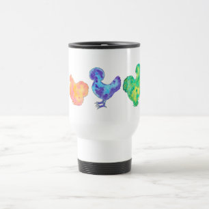 Huhn mit 5 Watercolor auf Tasse