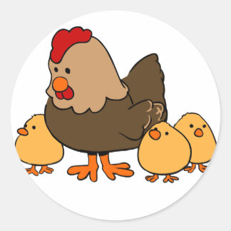 Huhn mit Baby-Küken-Aufkleber Runder Aufkleber
