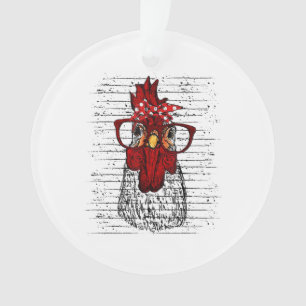 Huhn mit Bandana-Stirnband und Brille süß Ornament