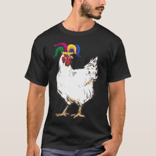 Huhn mit Narrenhut im Mardi-Gras-Kostüm T-Shirt