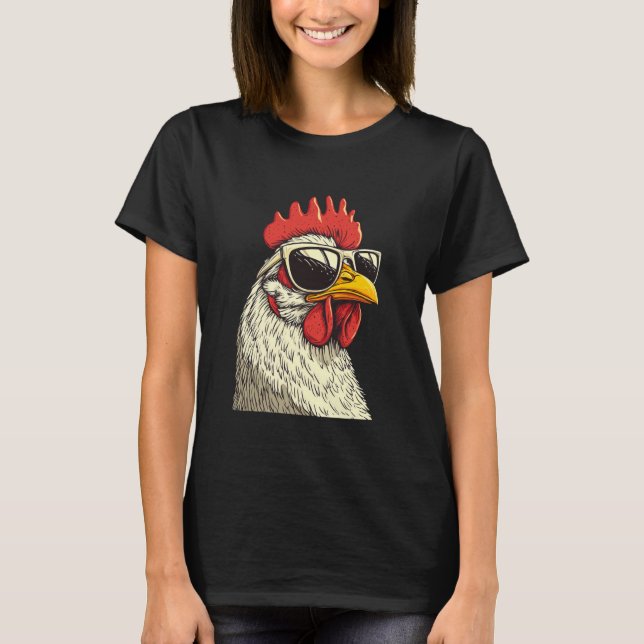 Huhn mit Sonnenbrille T-Shirt (Vorderseite)